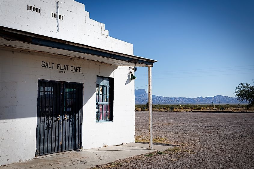 The rural Salt Flat Cafe located about an hour east of El Paso. Editorial credit: Bill Chizek / Shutterstock.com