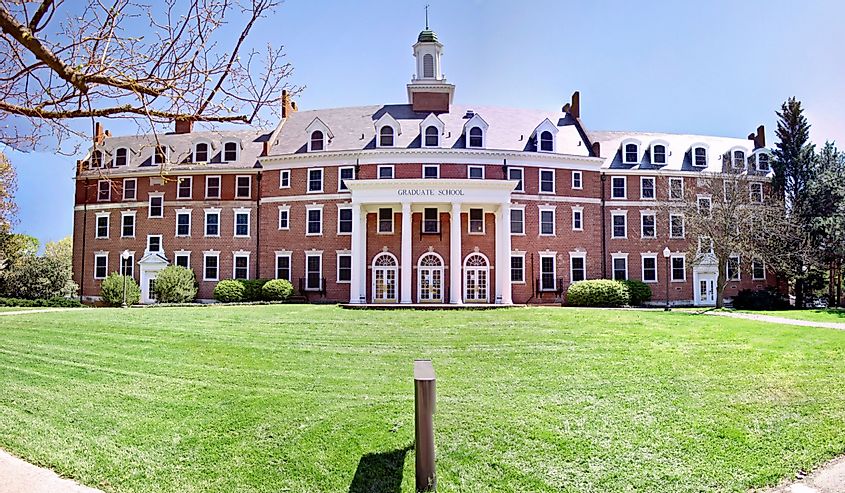 Panoramic shot of Graduate Life Center Donaldson Brown at Virginia Tech