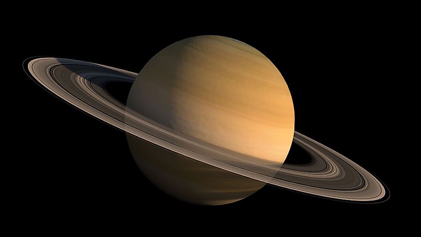 3D Saturn Planet and rings close-up.