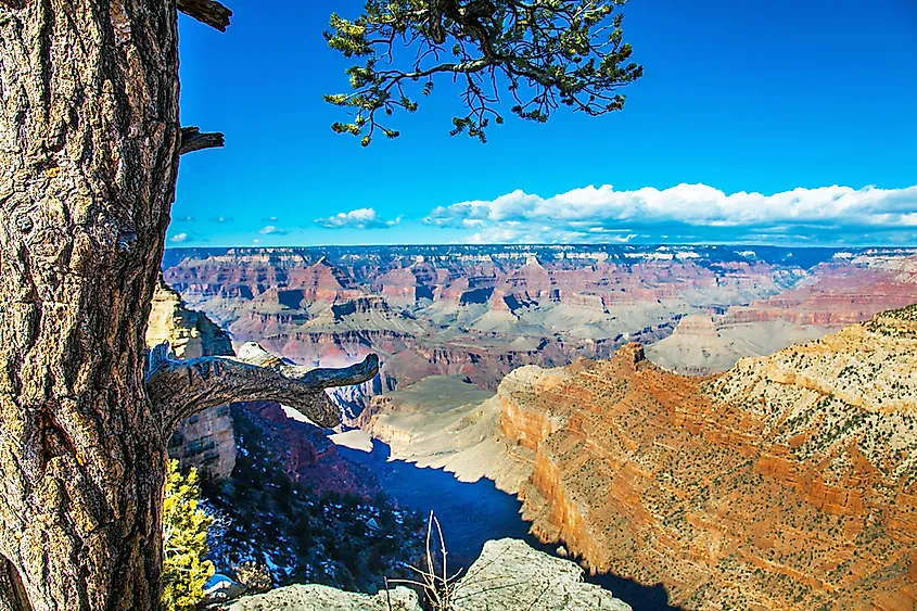 Layered rock walls and side canyons of the Grand Canyon, Arizona