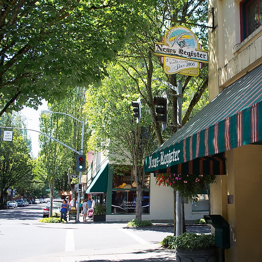 The News Register street entrance in McMinnville, Oregon