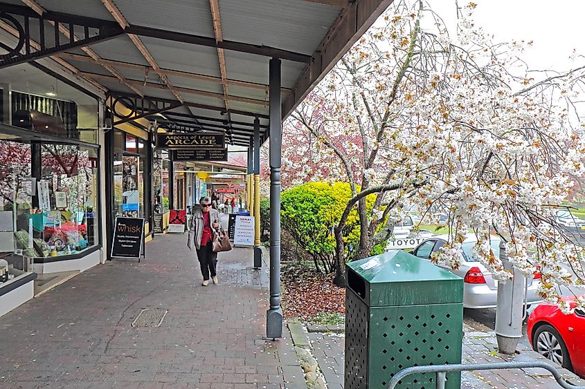 Local businesses along the Leura Mall in Leura, Australia