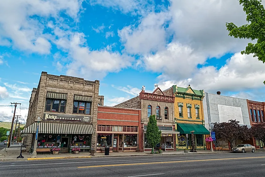 Historical buildings in downtown Baker City, Oregon