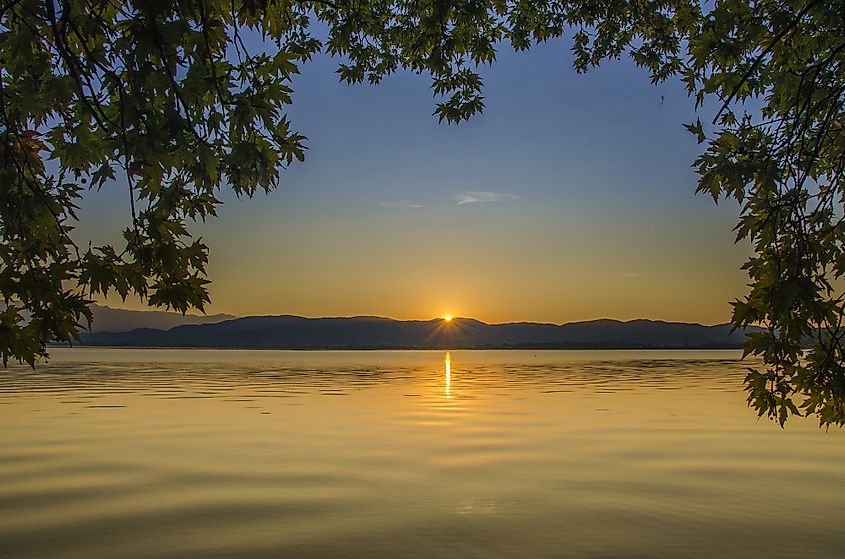 Sunrise scene at lake Dojran Macedonia