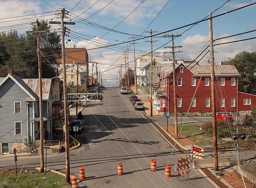 Town of Martinsburg, West Virginia, seen from the Amtrak train Capitol Limited
