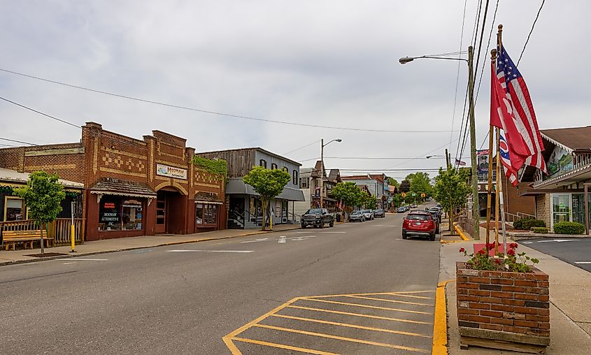 Downtown Swiss tourist village of Sugarcreek, Ohio.