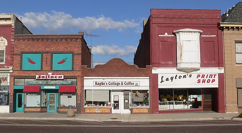 Restaurants in downtown Fairbury, Nebraska