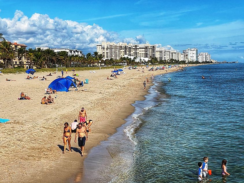 The beach is the main visitor attraction of Lauderdale-by-the-Sea, Florida