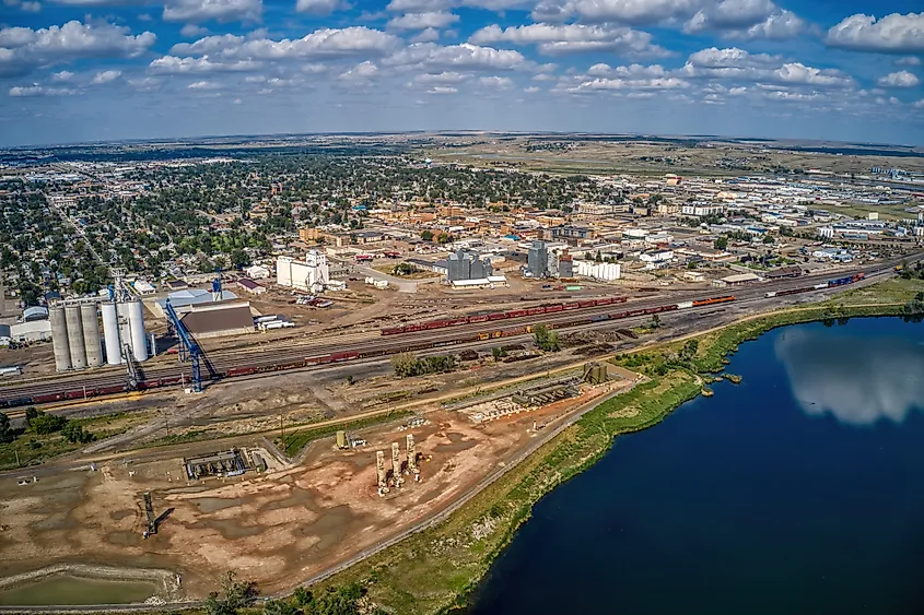 Aerial View of Williston in the Bakken Oil Fields of North Dakota