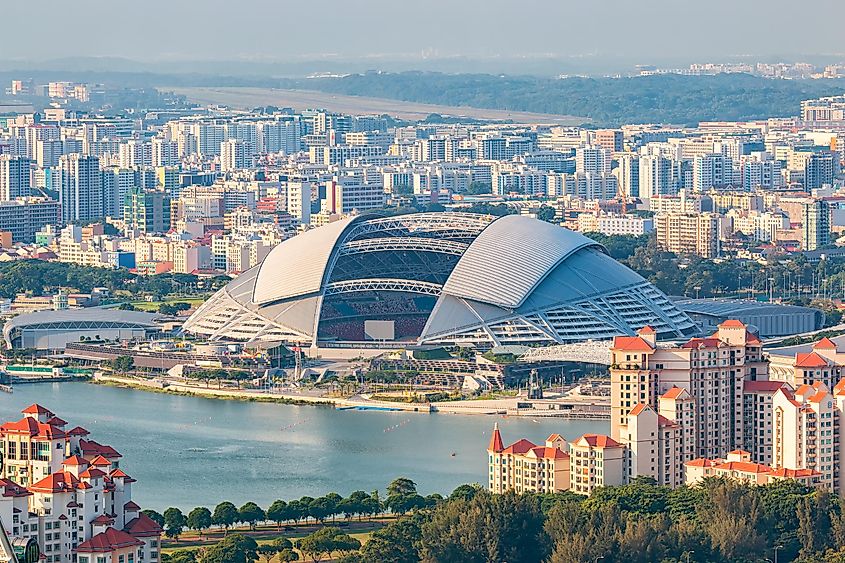  Aerial view of Singapore National Stadium.