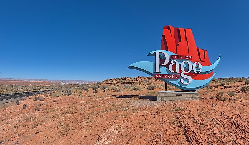 City of Page, Arizona Welcome sign. Image credit Cavan-Images via Shutterstock
