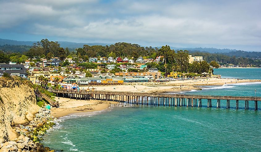 View of the pier and beach in Capitola, California.