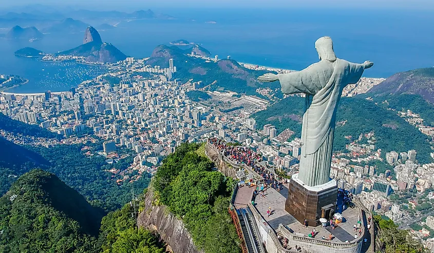 Aerial view of Christ Redeemer and Corcovado Mountain