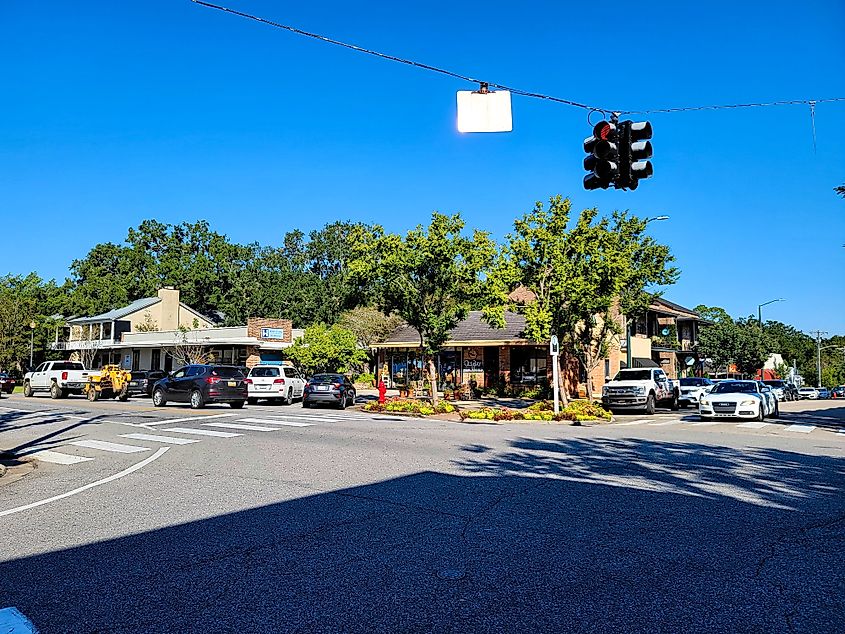 The historic downtown of the charming city of Fairhope, Alabama