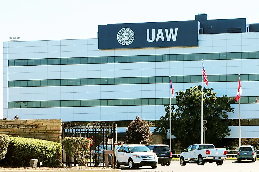 United Auto Workers (UAW) world headquarters in Detroit. Editorial credit: James R. Martin / Shutterstock.com
