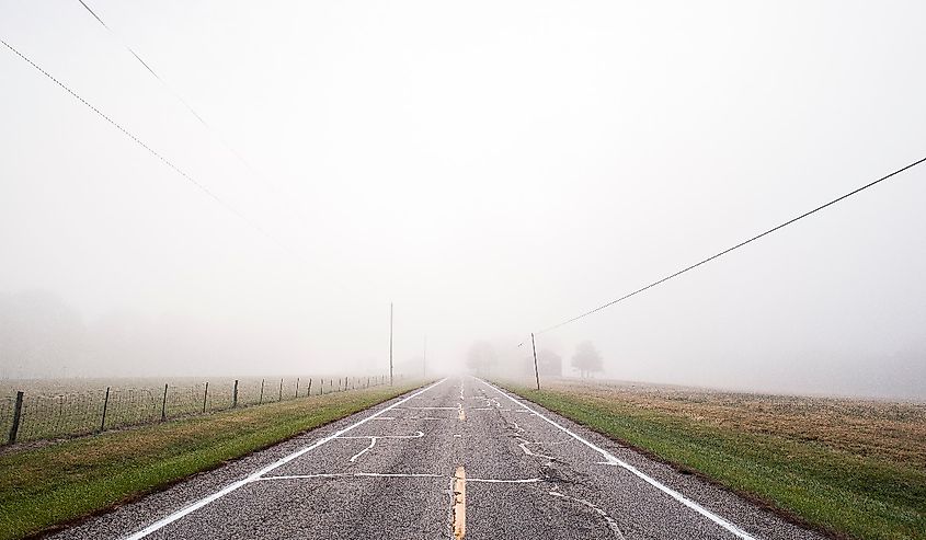 Foggy morning on the Ohio River Scenic Byway.