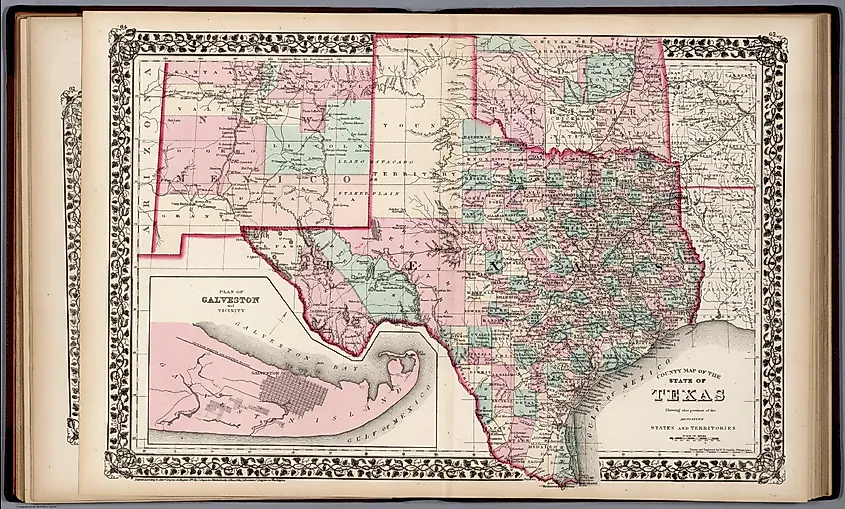 County map of the State of Texas- showing also portion of the adjoining States and Territories.