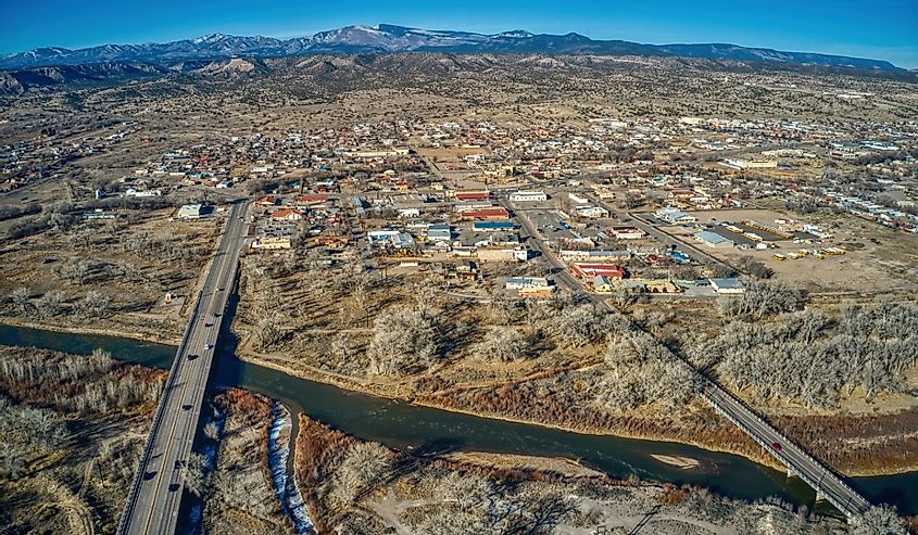 Aerial View of Espanola, New Mexico in Winter