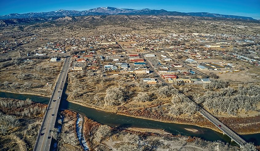 Aerial View of Espanola, New Mexico in Winter