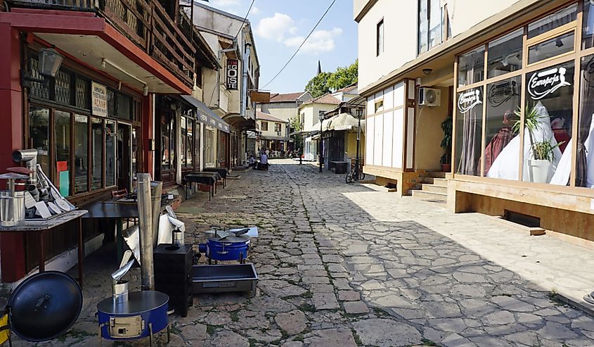 Historic Old Town in autumn, Skopje, Macedonia