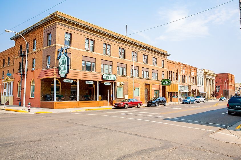Historical buildings in downtown Miles City, Montana.