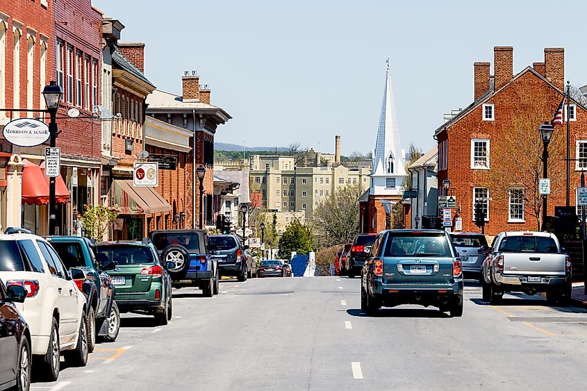 Historic downtown of Lexington, Virginia.