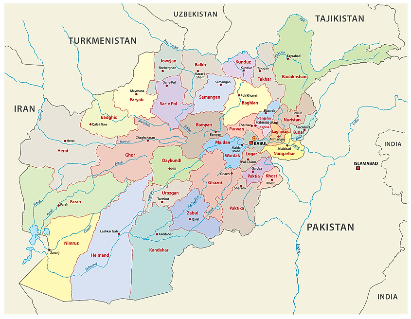 Map world afghanistan Afghanistan Physical