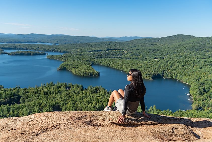 Amazing view of Squam lake from West Rattlesnake Mountain in New Hampshire
