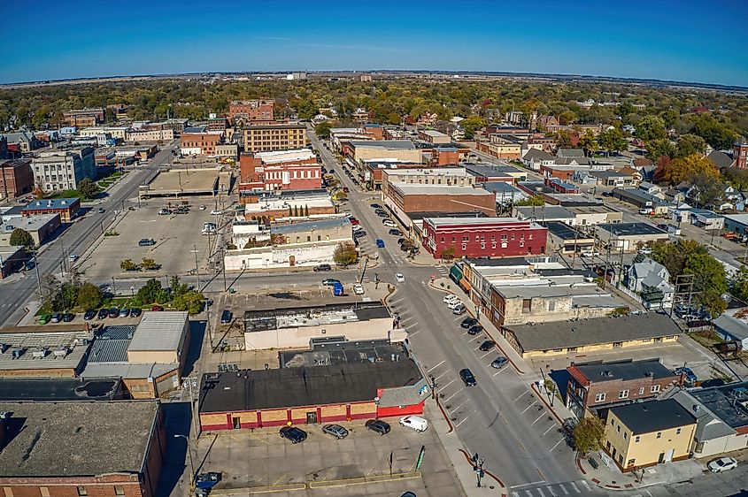 Aerial View of the Omaha Suburb of Fremont, Nebraska