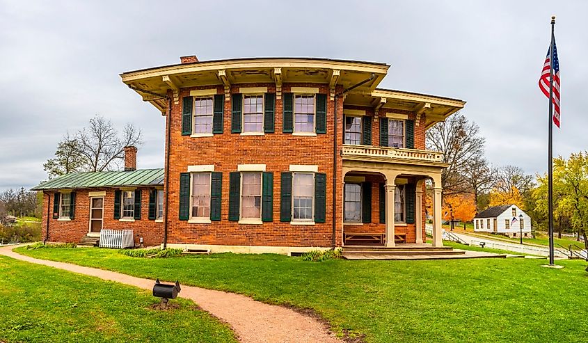 Historical District view in Galena Town of Illinois.