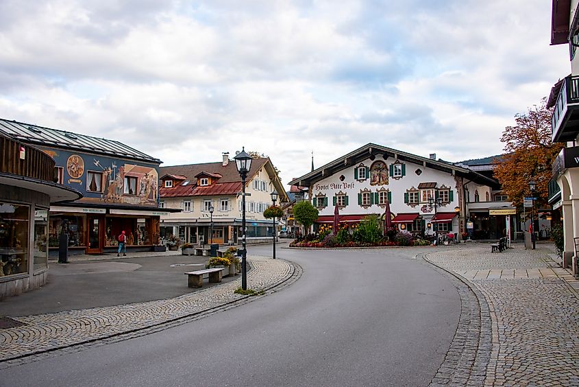 Colorful buildings in Oberammergau, Germany
