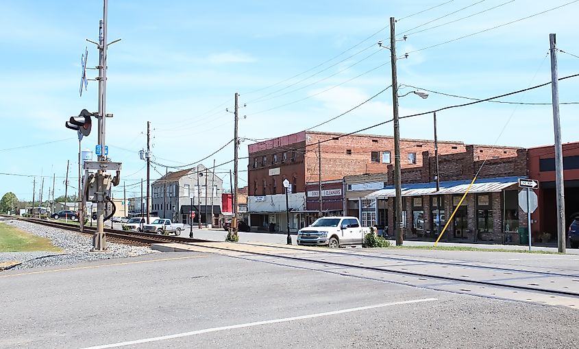 Downtown streets of Minden, Louisiana United States 