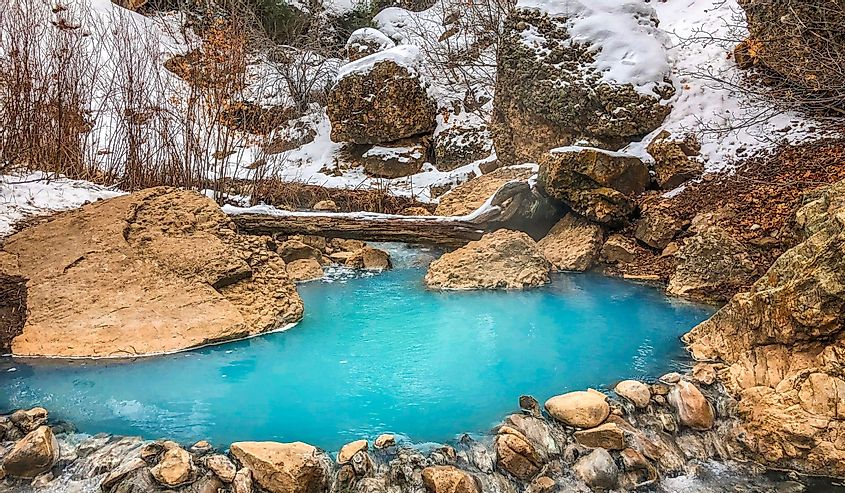 Winter at Diamond fork hot springs, Utah