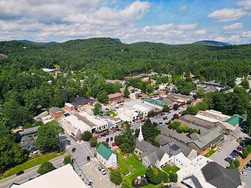 The town of Highlands, North Carolina, on its forested plateau in the southern Appalachians.