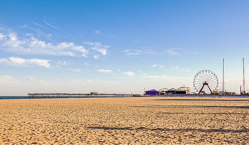 Empty beach of the popular tourist destination, Ocean City, Maryland.