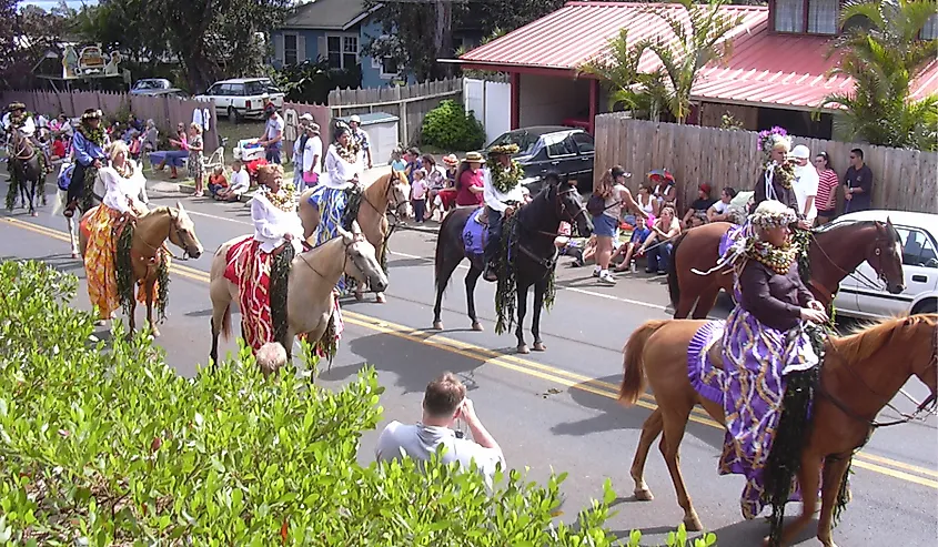 Horseback riding at Lanai City, Hawaii.