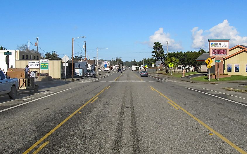 Street view in Port Orford, Oregon