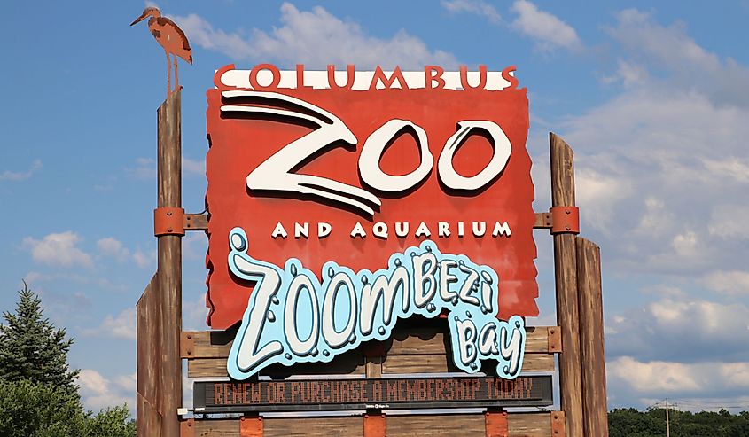 Columbus Zoo and Aquarium Sign in Dublin, Ohio.