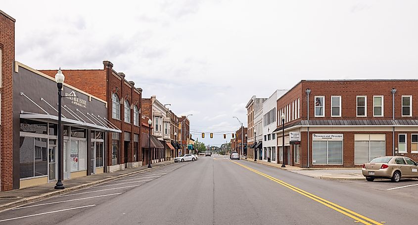 The old business district on 2nd Street in Tifton, Georgia. 
