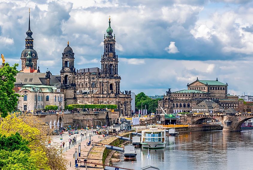 Dresden cityscape and Elbe river, Saxony, Germany