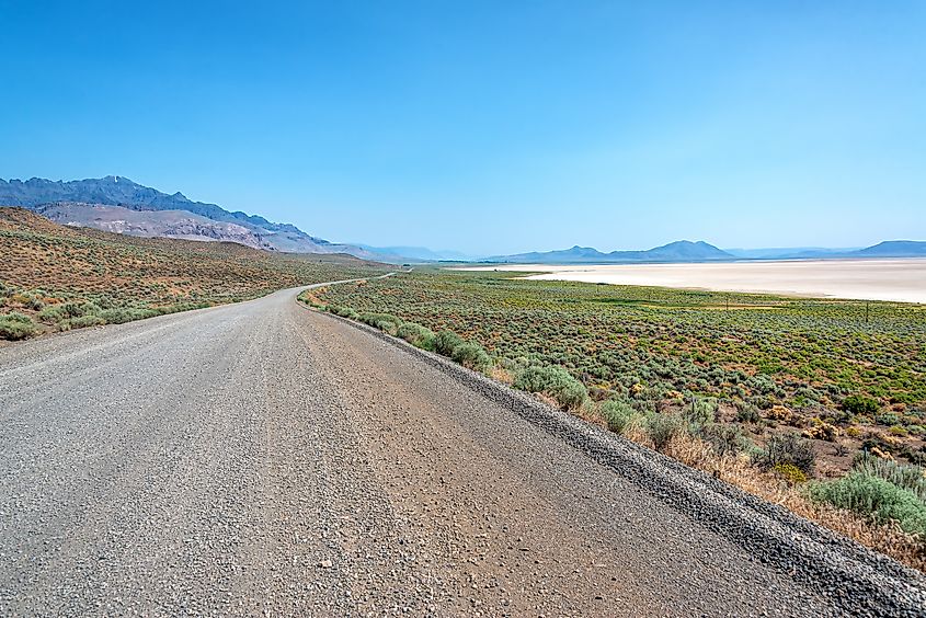 road passing through the Alvord Desert in southeast Oregon