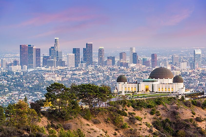 Los Angeles, California, downtown skyline from Griffith Park