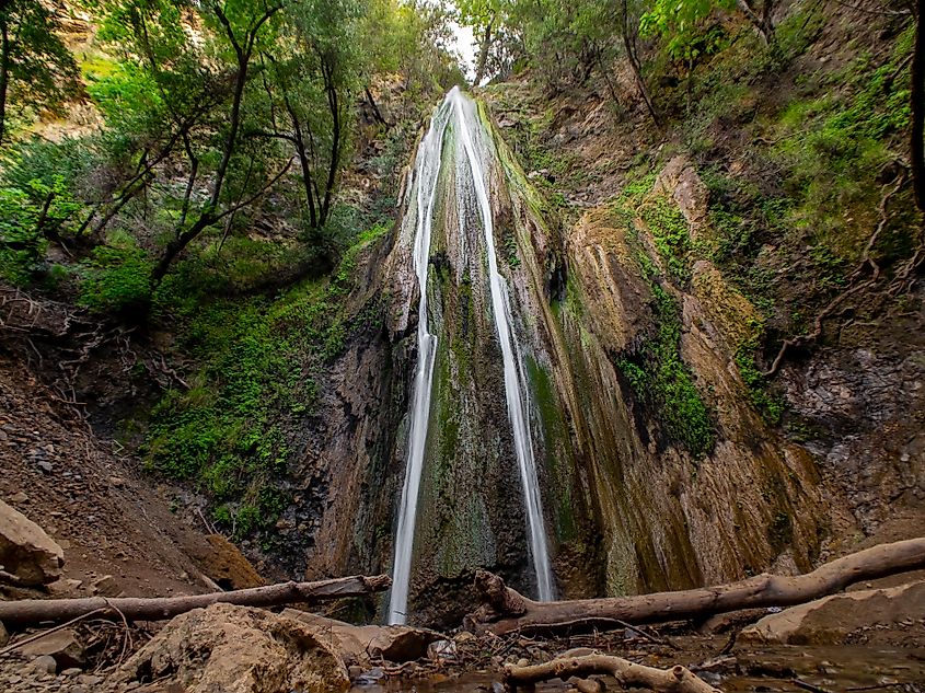 View of the waterfall in Nojoqui Falls Park near Solvang in California.