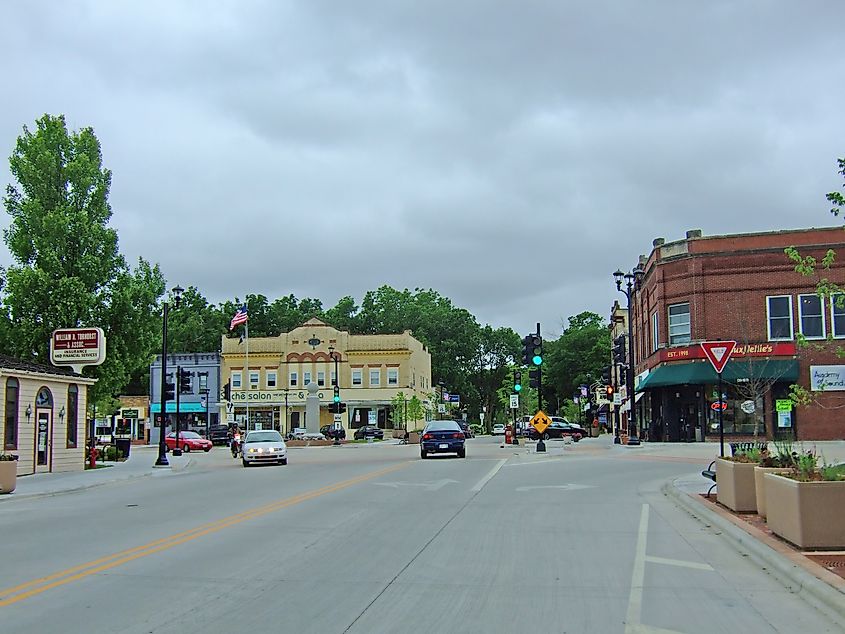 The South Main Street Historic District in Oregon, Wisconsin. 