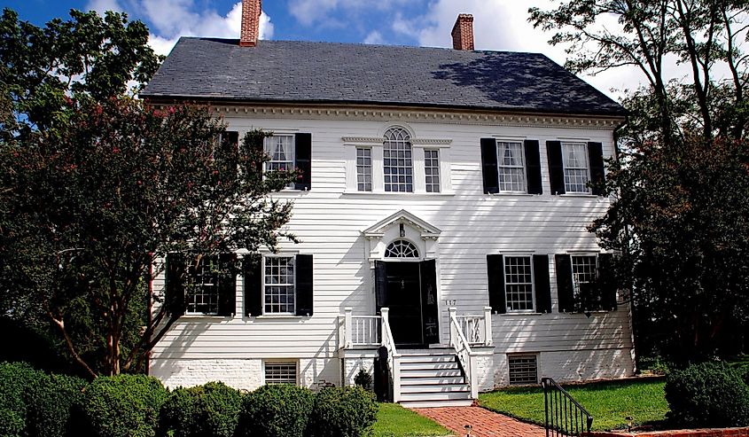 18th-century Georgian-style home in Princess Anne, Maryland