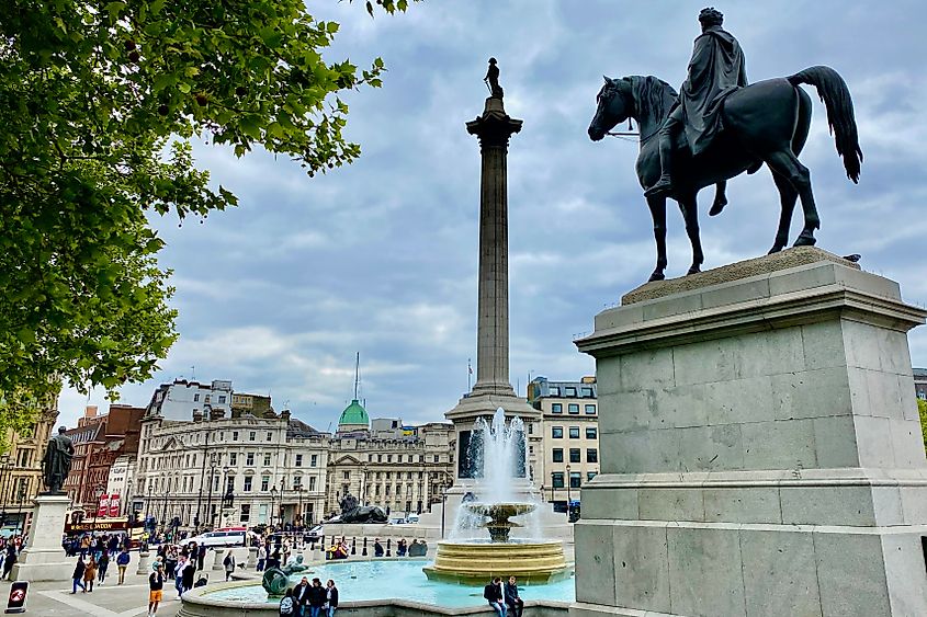 Nelsons Column and Horse statue at TRafalgar Square Iage credit Bryan Dearsley 