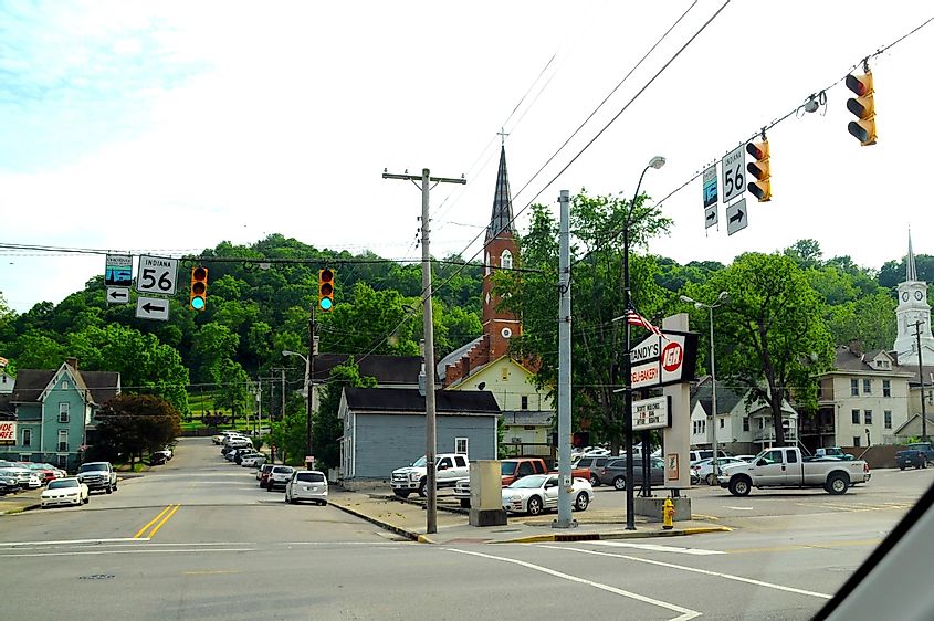 A scene from the small town of Aurora, Indiana.