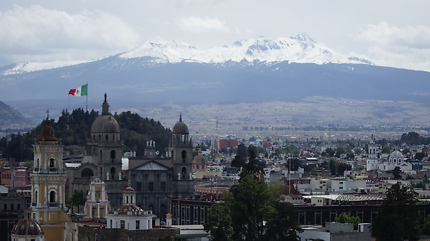View of Toluca amidst mountains in Mexico.