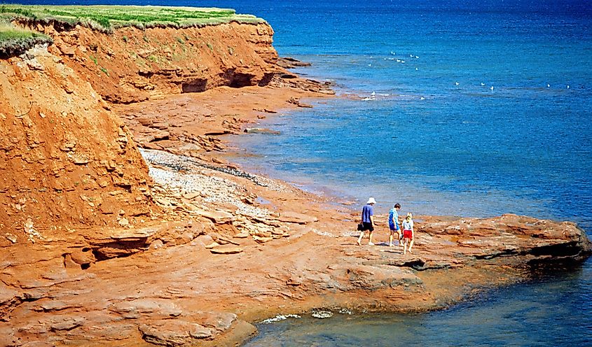Cliffs, Beachgoers, National Park, Prince Edward Island, Canada, 1994