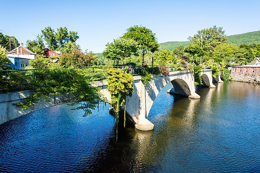 Shelburne Falls, Massachusetts, USA - September 15, 2016. Bridge of Flowers in Shelburne Falls, Massachusetts, USA. The Bridge of Flowers is a former trolley bridge over the Deerfield River